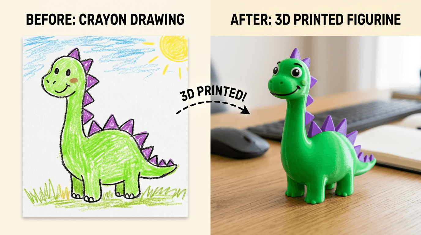 Spike — drawing turned into a 3D print